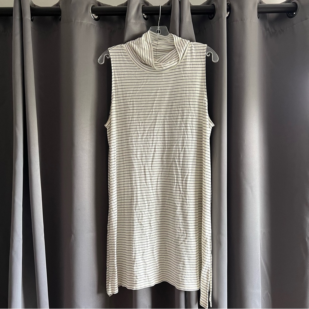 Stylus Mock Turtleneck Striped Mini Dress/Tunic